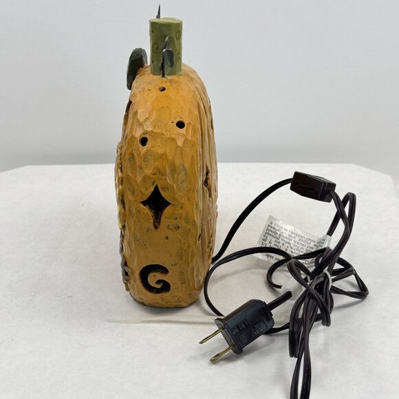 Crazy Mountain Ceramic Pumpkin-Shaped "Give Thanks" Table Lamp Cutouts Fall 7.5" - Picture 4 of 13